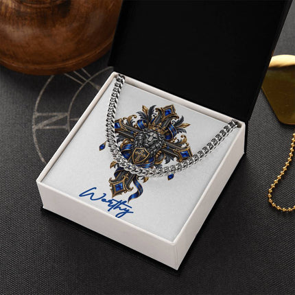 Worthy Cross Lion | Christian Cuban Link Chain Necklace | His Word
