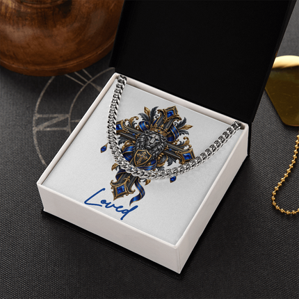 Loved Cross Lion | Christian Cuban Link Chain Necklace | His Word