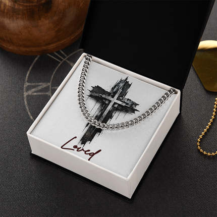 Loved Cross as a Sign of Ultimate Love | Christian Cuban Link Chain Necklace | His Word