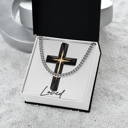 Loved Cross The Inner Light | Christian Cuban Link Chain Necklace | His Word