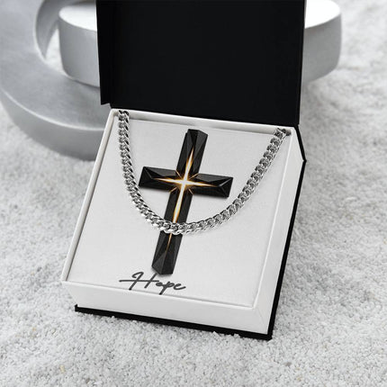 Hope Cross The Inner Light | Christian Cuban Link Chain Necklace | His Word
