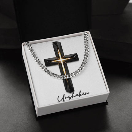 Unshaken Cross The Inner Light | Christian Cuban Link Chain Necklace | His Word