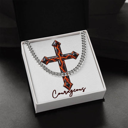 Courageous Cross Victory Over Death | Christian Cuban Link Chain Necklace | His Word