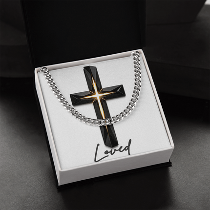 Loved Cross The Inner Light | Christian Cuban Link Chain Necklace | His Word