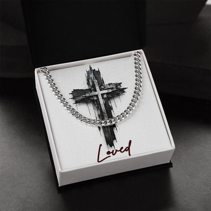 Loved Cross as a Sign of Ultimate Love | Christian Cuban Link Chain Necklace | His Word