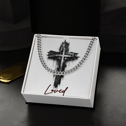 Loved Cross as a Sign of Ultimate Love | Christian Cuban Link Chain Necklace | His Word
