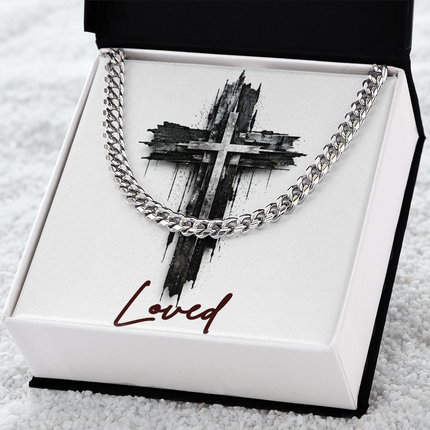 Loved Cross as a Sign of Ultimate Love | Christian Cuban Link Chain Necklace | His Word