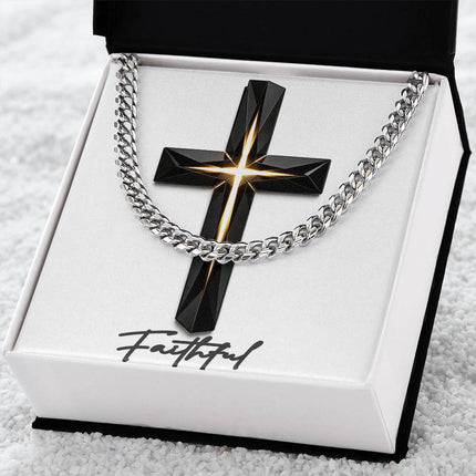 Faithful Cross The Inner Light | Christian Cuban Link Chain Necklace | His Word