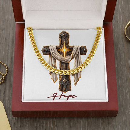 Hope Cross Easter Drape | Christian Cuban Link Chain Necklace | His Word