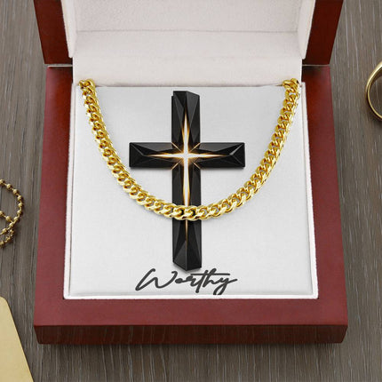 Worthy Cross The Inner Light | Christian Cuban Link Chain Necklace | His Word