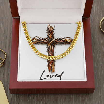 Loved Cross and Thorns | Christian Cuban Link Chain Necklace | His Word