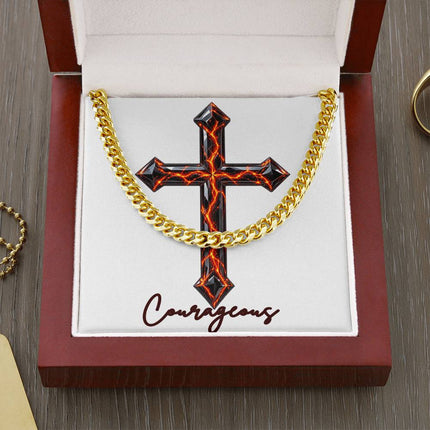 Courageous Cross Victory Over Death | Christian Cuban Link Chain Necklace | His Word
