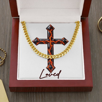 Loved Cross Victory Over Death | Christian Cuban Link Chain Necklace | His Word