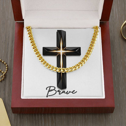 Brave Cross The Inner Light | Christian Cuban Link Chain Necklace | His Word