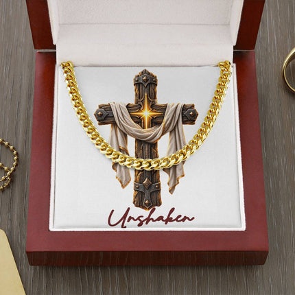 Unshaken Cross Easter Drape | Christian Cuban Link Chain Necklace | His Word