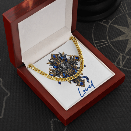 Loved Cross Lion | Christian Cuban Link Chain Necklace | His Word