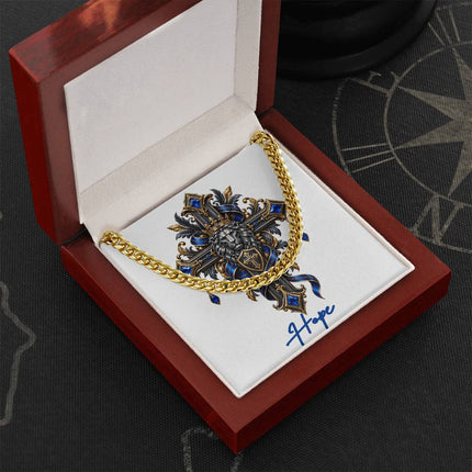 Hope Cross Lion | Christian Cuban Link Chain Necklace | His Word