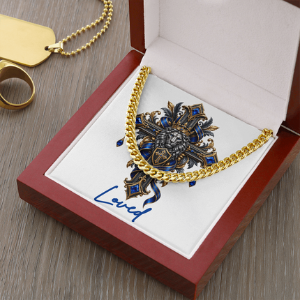 Loved Cross Lion | Christian Cuban Link Chain Necklace | His Word
