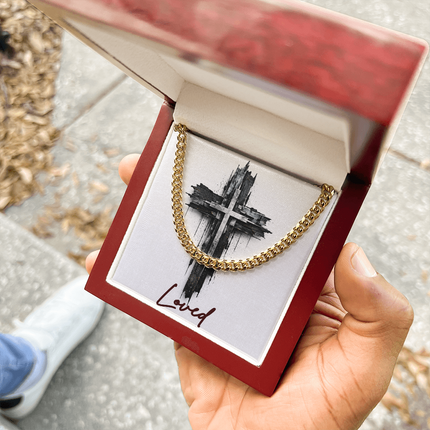 Loved Cross as a Sign of Ultimate Love | Christian Cuban Link Chain Necklace | His Word