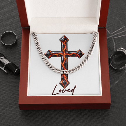 Loved Cross Victory Over Death | Christian Cuban Link Chain Necklace | His Word