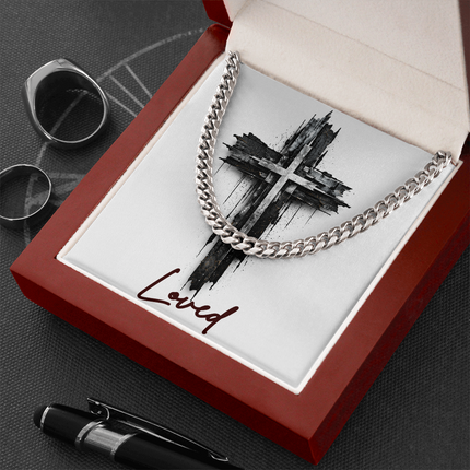 Loved Cross as a Sign of Ultimate Love | Christian Cuban Link Chain Necklace | His Word