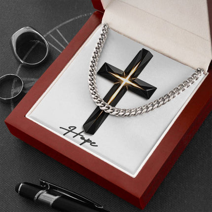 Hope Cross The Inner Light | Christian Cuban Link Chain Necklace | His Word