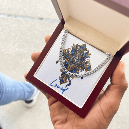 Loved Cross Lion | Christian Cuban Link Chain Necklace | His Word