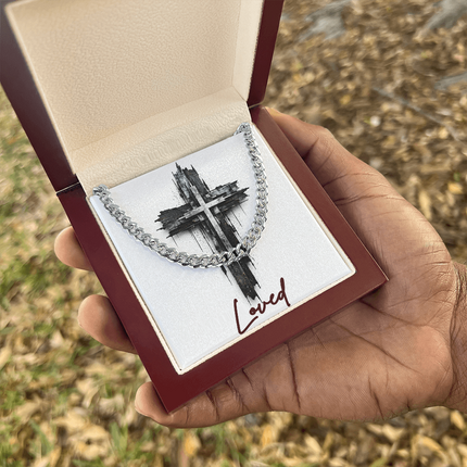 Loved Cross as a Sign of Ultimate Love | Christian Cuban Link Chain Necklace | His Word