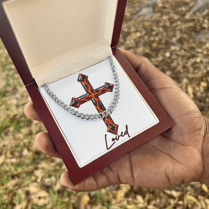 Loved Cross Victory Over Death | Christian Cuban Link Chain Necklace | His Word