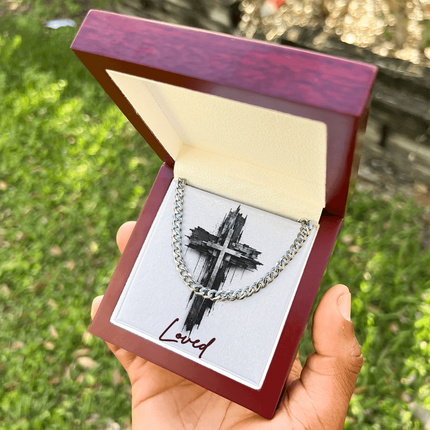 Loved Cross as a Sign of Ultimate Love | Christian Cuban Link Chain Necklace | His Word
