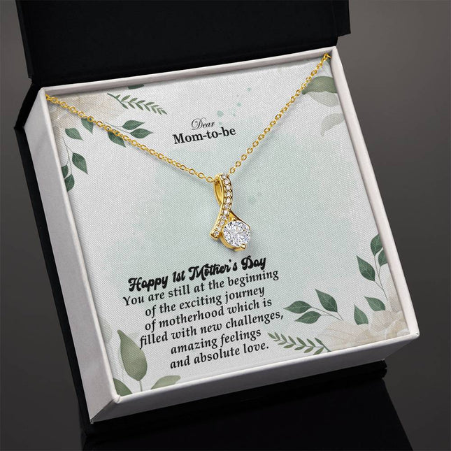 Christian alluring beauty necklace with "Dear Mom-to-be Happy 1st Mother's Day Gift" message — modern Mother's Day gift for mom, in luxury gift box