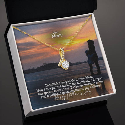 Christian alluring beauty necklace with "Dear Mom Happy Mother's Day Gift" message — modern Mother's Day gift for mom, in luxury gift box
