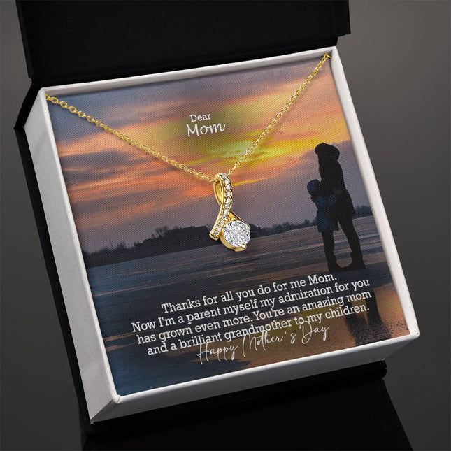 Christian alluring beauty necklace with "Dear Mom Happy Mother's Day Gift" message — modern Mother's Day gift for mom, in luxury gift box