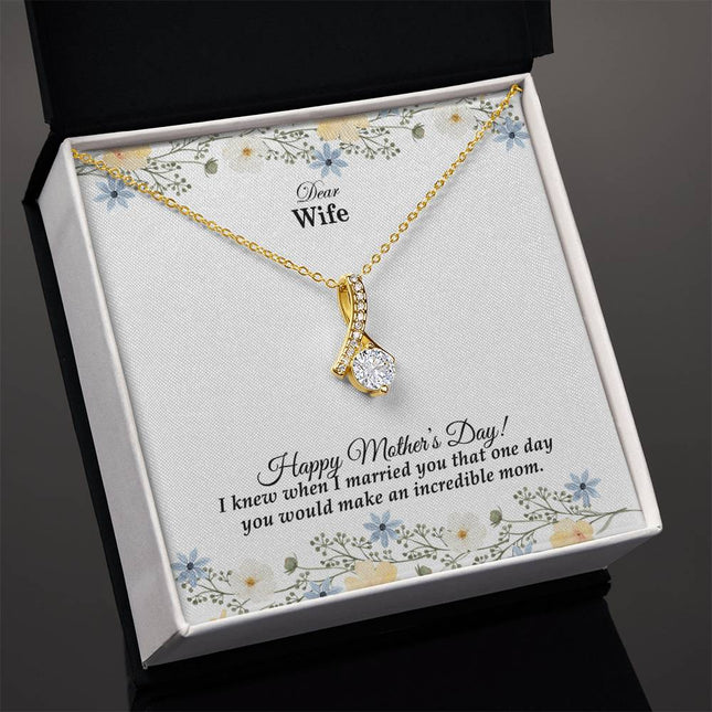 Christian alluring beauty necklace with "Dear Wife Happy Mother's Day Gift" message — modern Mother's Day gift for wife, in luxury gift box