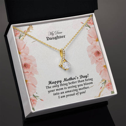 Christian alluring beauty necklace with "My Dear Daughter Happy Mother's Day Gift" message — modern Mother's Day gift for daughter, in luxury gift box