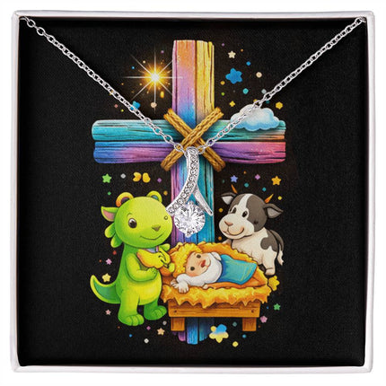 Rainbow Cross Frog And Cow | Christian Alluring Beauty Necklace | Gift for Kids