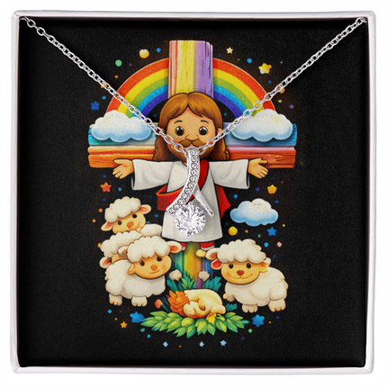 Jesus And Little Lambs | Christian Alluring Beauty Necklace | Gift for Kids