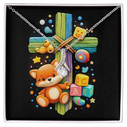 Rainbow Cross Little Fox | Christian Alluring Beauty Necklace | Gift for Kids