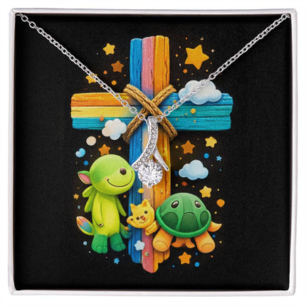 Rainbow Cross Turtle | Christian Alluring Beauty Necklace | Gift for Kids