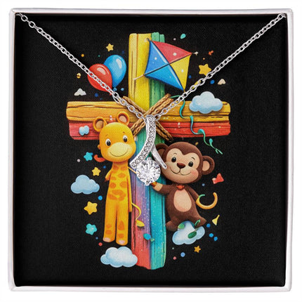 Rainbow Cross Jungle Animals | Christian Alluring Beauty Necklace | Gift for Kids