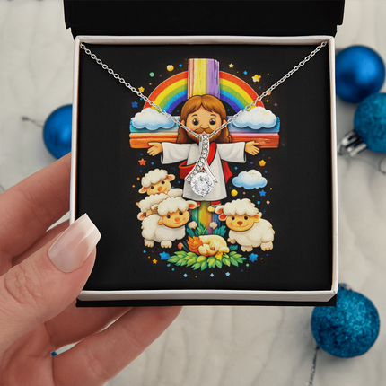 Jesus And Little Lambs | Christian Alluring Beauty Necklace | Gift for Kids