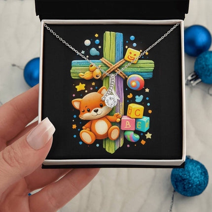Rainbow Cross Little Fox | Christian Alluring Beauty Necklace | Gift for Kids