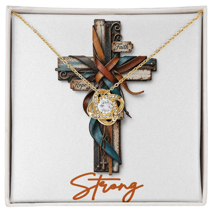 Strong Cross Faith Hope | Christian Love Knot Necklace | Her Word