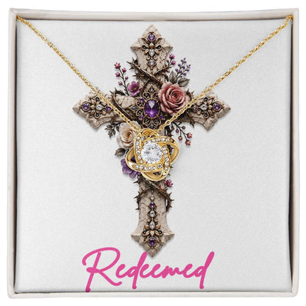 Redeemed Cross Roses | Christian Love Knot Necklace | Her Word