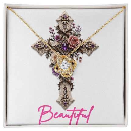 Beautiful Cross Roses | Christian Love Knot Necklace | Her Word