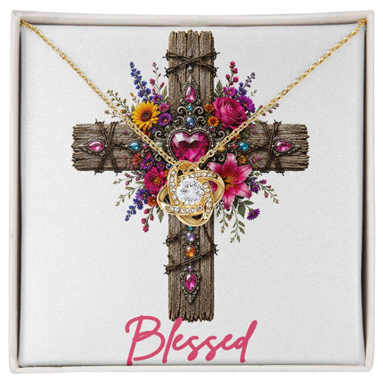 Blessed Cross Wildflowers | Christian Love Knot Necklace | Her Word