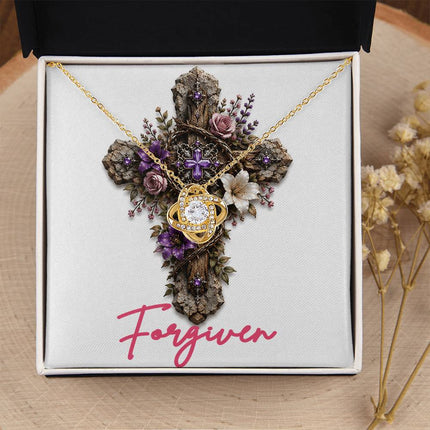 Forgiven Cross Roses | Christian Love Knot Necklace | Her Word