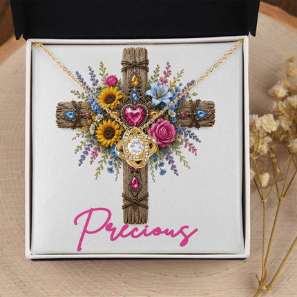 Precious Cross Flowers | Christian Love Knot Necklace | Her Word