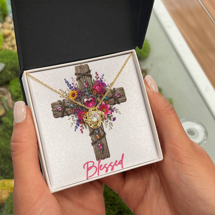 Blessed Cross Wildflowers | Christian Love Knot Necklace | Her Word