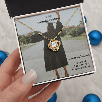 Granddaughter Graduation Love Knot Necklace | Congratulations Gift